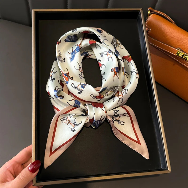 Head Wrap Turban - ผ้าพันคอริบบิ้นลายม้าแบบใหม่ปี 2026 สำหรับผู้หญิง ใช้พันหูหิ้วกระเป๋า ผ้าพันคอ ผ้าคาดผม