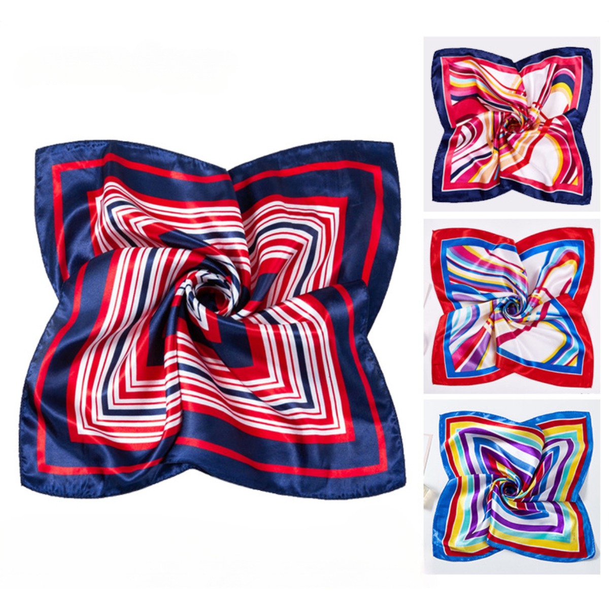 Scarf Silk Square - 50*50 ซม.ผ้าพันคอผ้าไหมผ้าพันคอผู้หญิงแฟชั่นพิมพ์ขนาดเล็กคอผ้าพันคอสําหรับผู้หญิงเลดี้อุปกรณ์ตกแต่ง