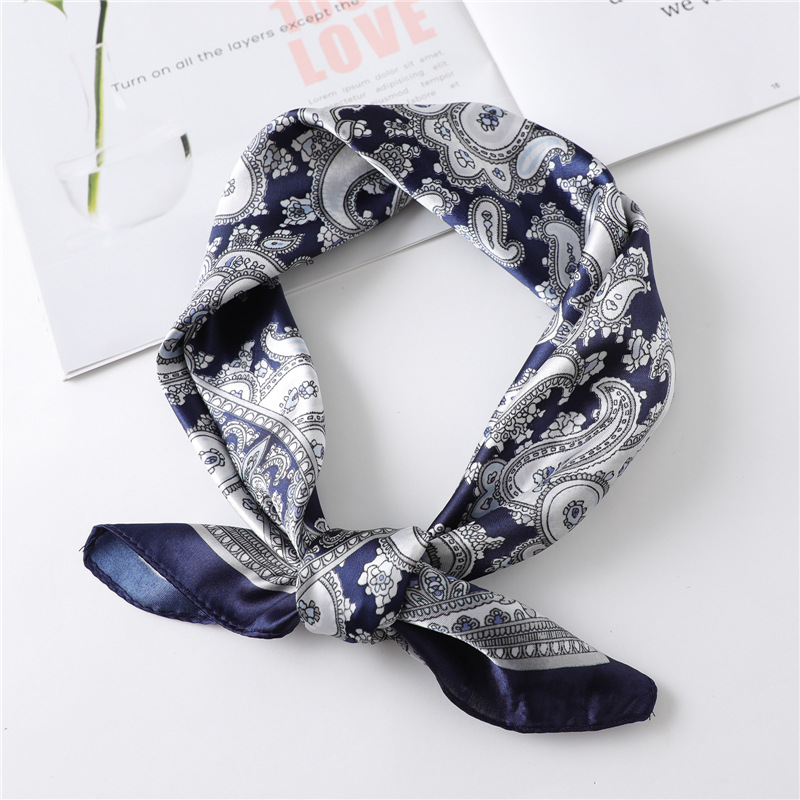 Head Wrap Turban - ผ้าพันคอไหมสี่เหลี่ยมหรูหราขนาด 60 ซม. สำหรับผู้หญิง ฮิญาบ ผ้าคาดผม