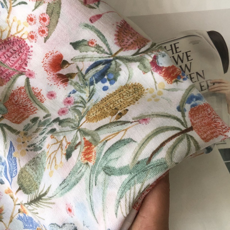 Bandana Cotton - ผ้าพันคอแฟชั่น syal Wanita Motif Bunga ผู้หญิงมีแบรนด์สำหรับผู้หญิงผ้าคอตตอนพิมพ์ลายฤดูใบไม้ร่วงฤดูหนาวผ้าพันฮิญาบผ้าโพกศีรษะมุสลิมดีไซน์ใหม่