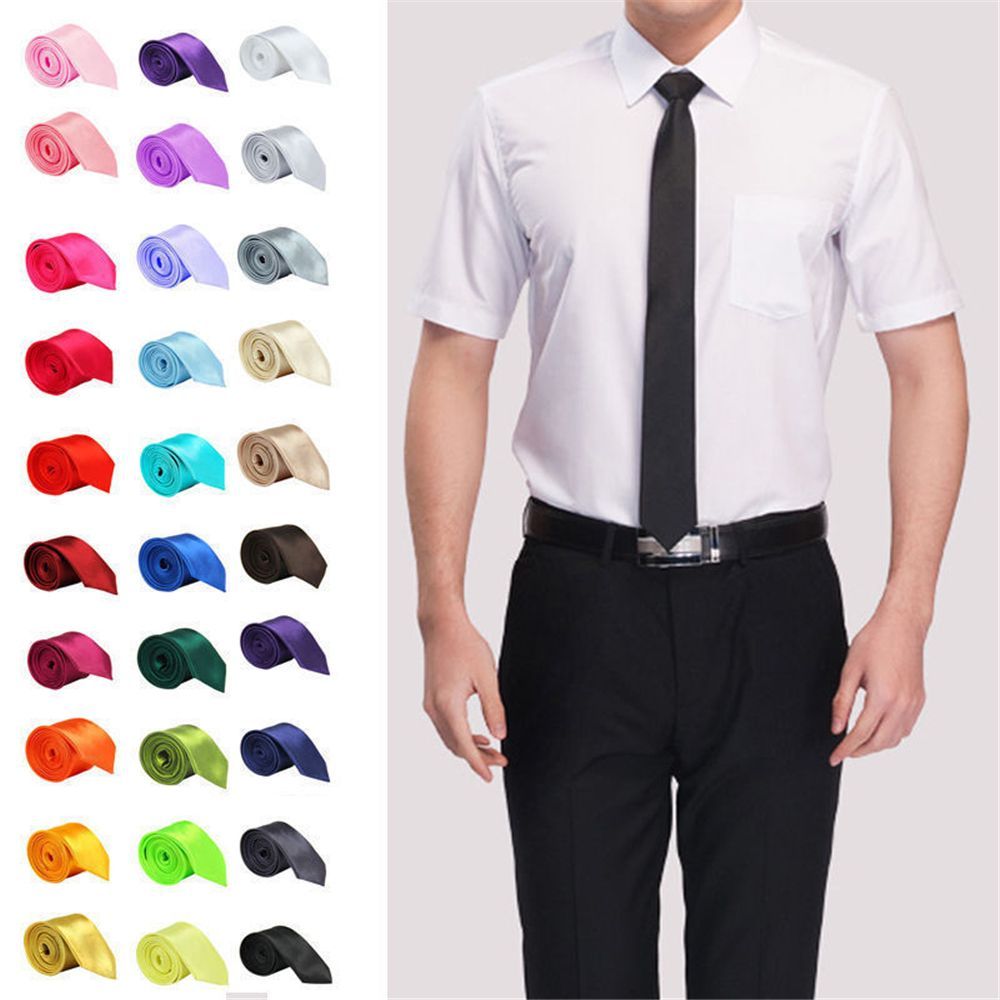 Skinny Tie Men - เนคไทผ้าไหมทรงสลิม สกินนี่ แบบเรียบ สำหรับงานแต่งงาน