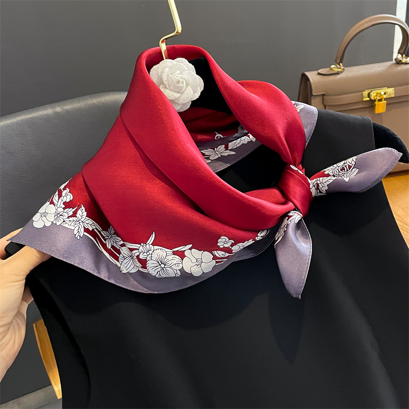 Ascot Neck Scarf - ผ้าพันคอขนาดเล็กพิมพ์ลายผู้หญิง Dasi syal Sutra 100% พิมพ์ลายหรูหรา2024ที่รัดผมใหม่