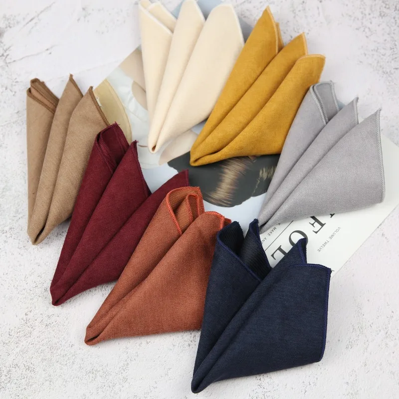Pocket Square Set - ผ้าเช็ดหน้าผู้ชายขนาด 24 ซม. ผ้าพันคอสีพื้นสำหรับธุรกิจ ผ้าพันคอหลากสีสำหรับงานเลี้ยงลำลอง อุปกรณ์เสริมสำหรับชุดทักซิโด้