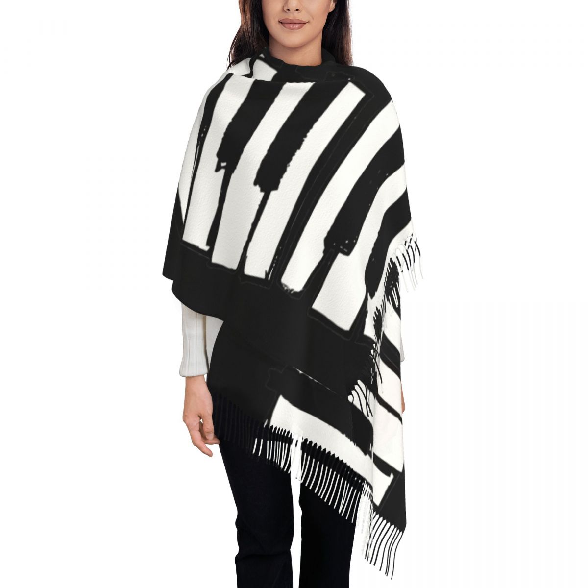 ผ้าพันคอรูปทรงคีย์เปียโนแบบมิน - Pashmina Wrap Large บทวิจารณ์และราคา