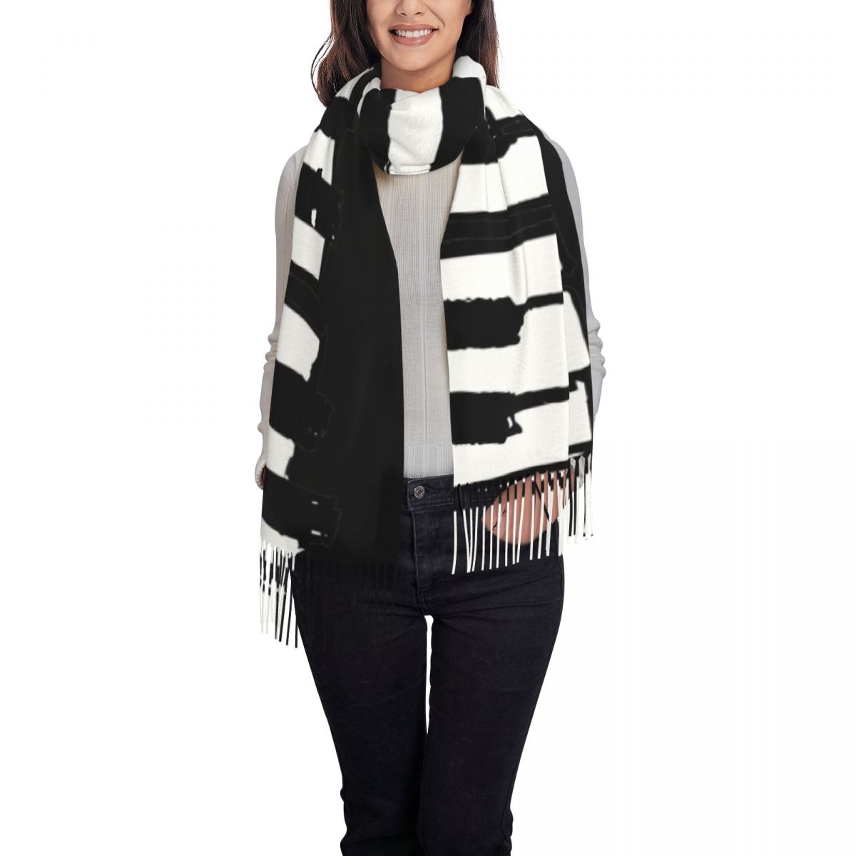 ผ้าพันคอรูปทรงคีย์เปียโนแบบมิน - Pashmina Wrap Large บทวิจารณ์และราคา