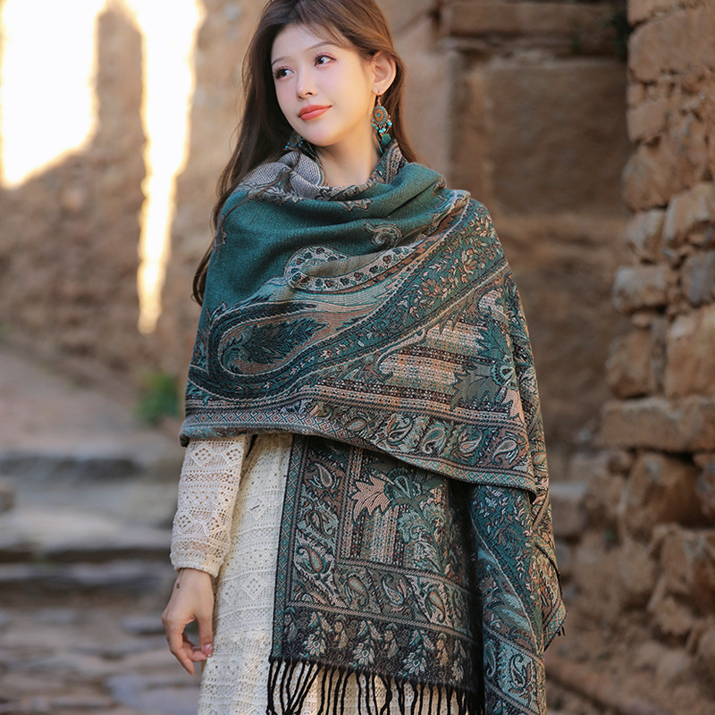 ผ้าพันคอแคชเมียร์ลายโบฮีเมียนแ - Pashmina Wrap Large บทวิจารณ์และราคา