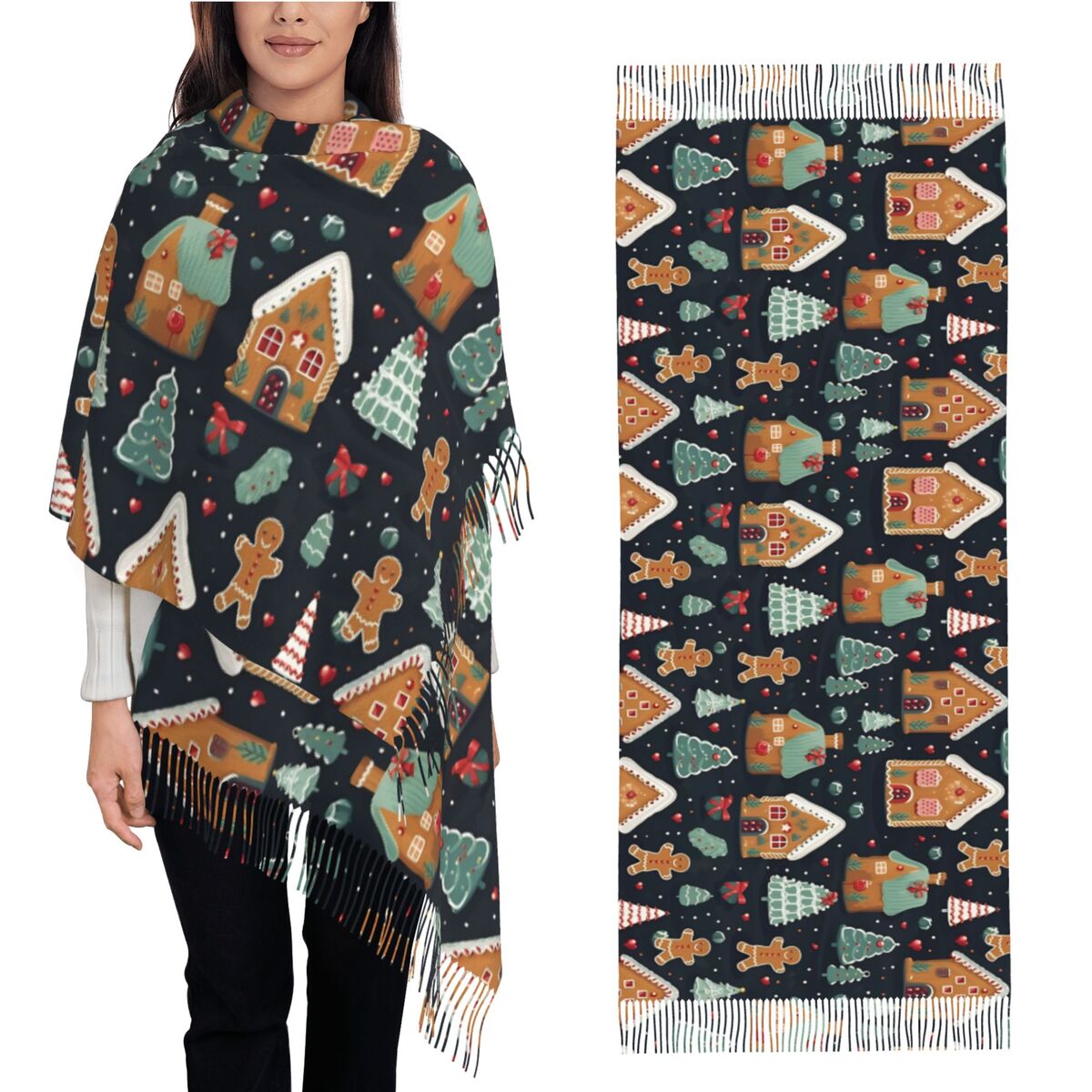 ความสุขในวันคริสต์มาส - ขนมปัง - Pashmina Wrap Large บทวิจารณ์และราคา