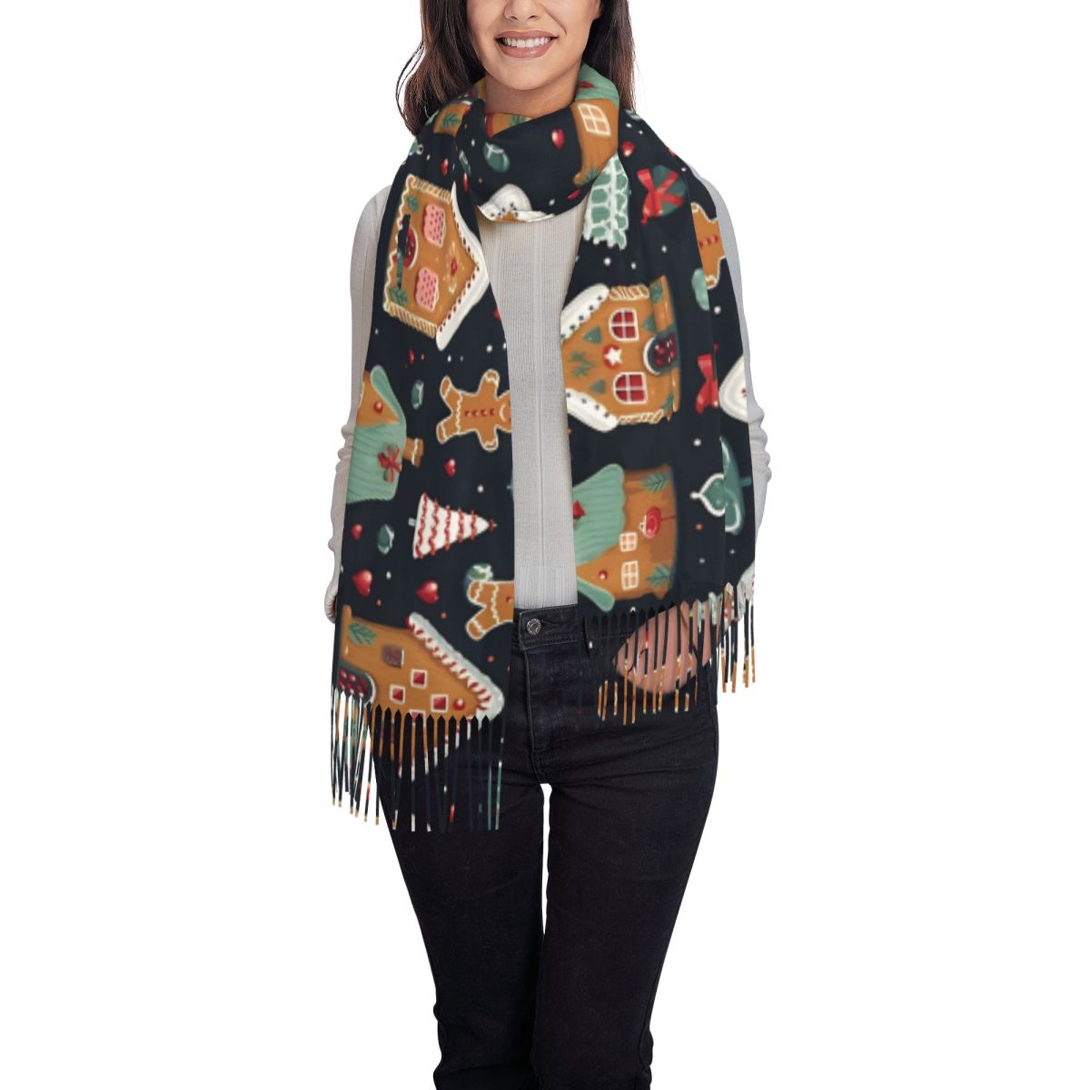 ความสุขในวันคริสต์มาส - ขนมปัง - Pashmina Wrap Large บทวิจารณ์และราคา