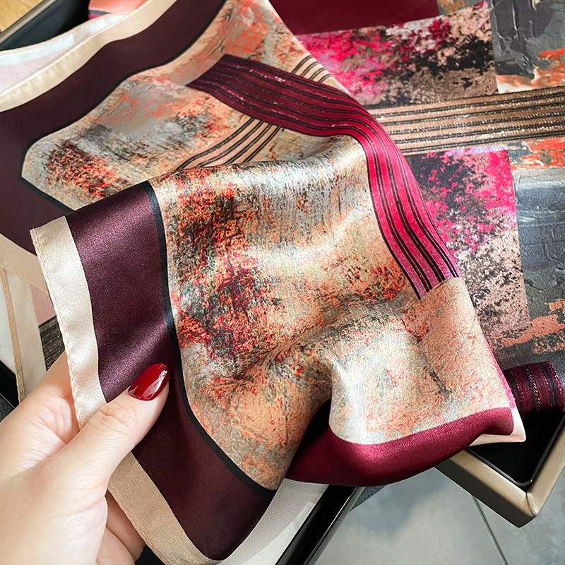 ผ้าพันคอไหมแท้ 100% สำหรับผู้ห - Scarf Silk Square บทวิจารณ์และราคา