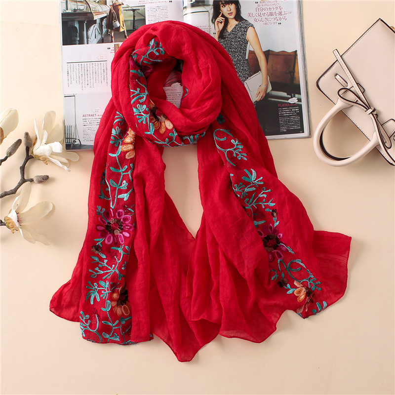 ผ้าคลุมไหล่ลายดอกไม้ปักเรียบง่ - Bandana Cotton บทวิจารณ์และราคา