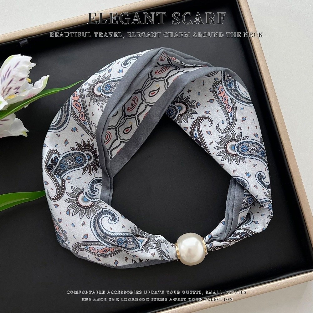 ผ้าพันคอไหมมุกแบบบางนุ่มพร้อมต - Ascot Neck Scarf บทวิจารณ์และราคา