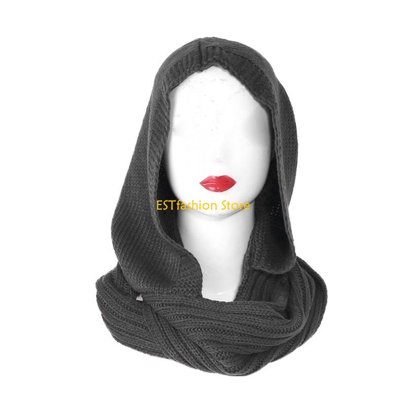 Y5GC ผู้หญิงฤดูหนาวถักฮู้ดสำหร - Infinity Scarf Knit บทวิจารณ์และราคา